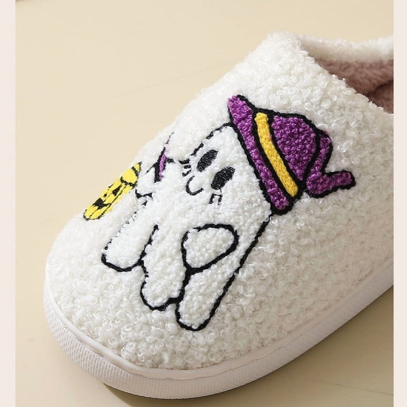 Cute Ghost Plush Halloween Slippers Warm Comfy Slip On for Women & Men7