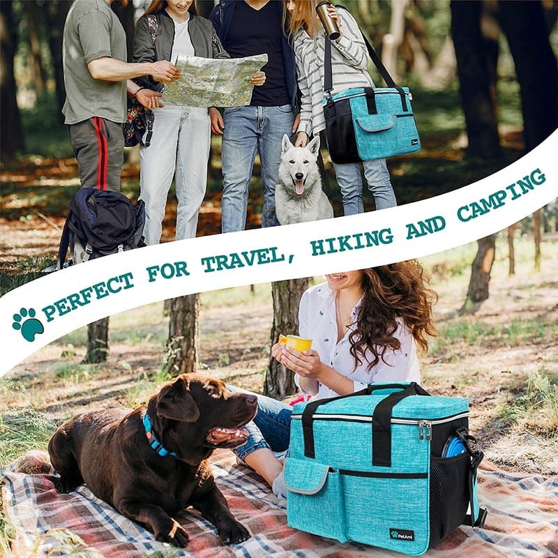 Dog Travel Bag with Food Container & Bowls  Pet Travel Supplies, Medium Sea Blue5