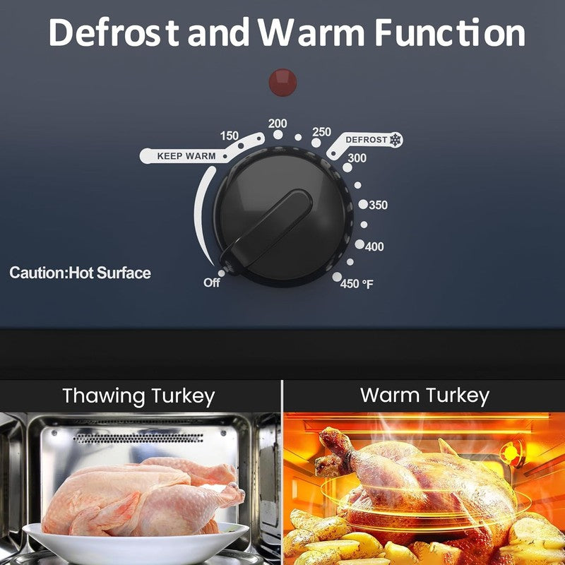 20Qt Electric Roaster Oven Stainless Steel Blue 3-Compartment Turkey Rack3