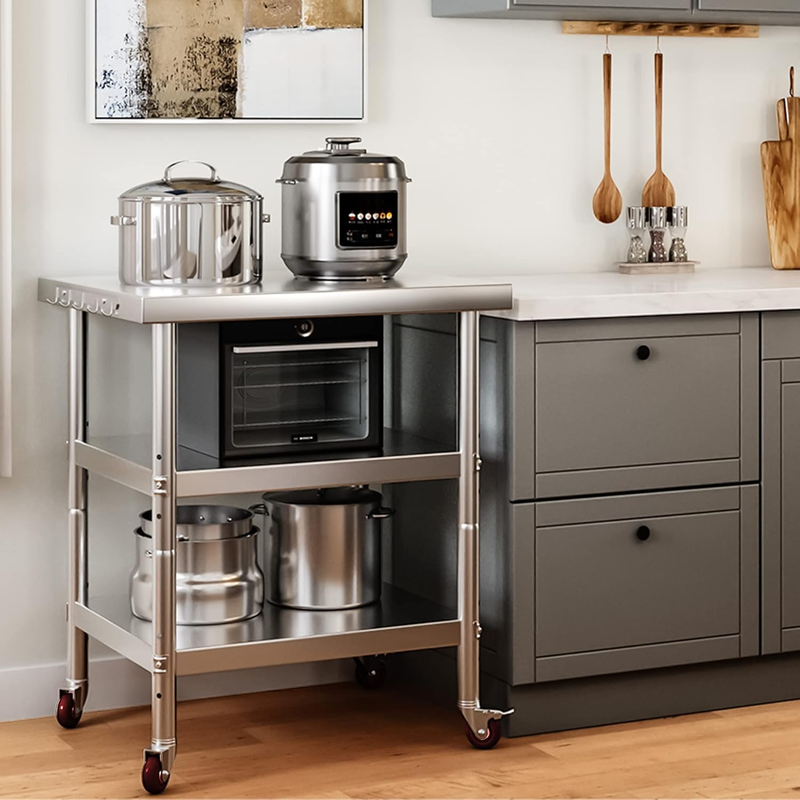 Stainless Steel Work Table 30x24 w/ Wheels 3 Shelf Prep Table7