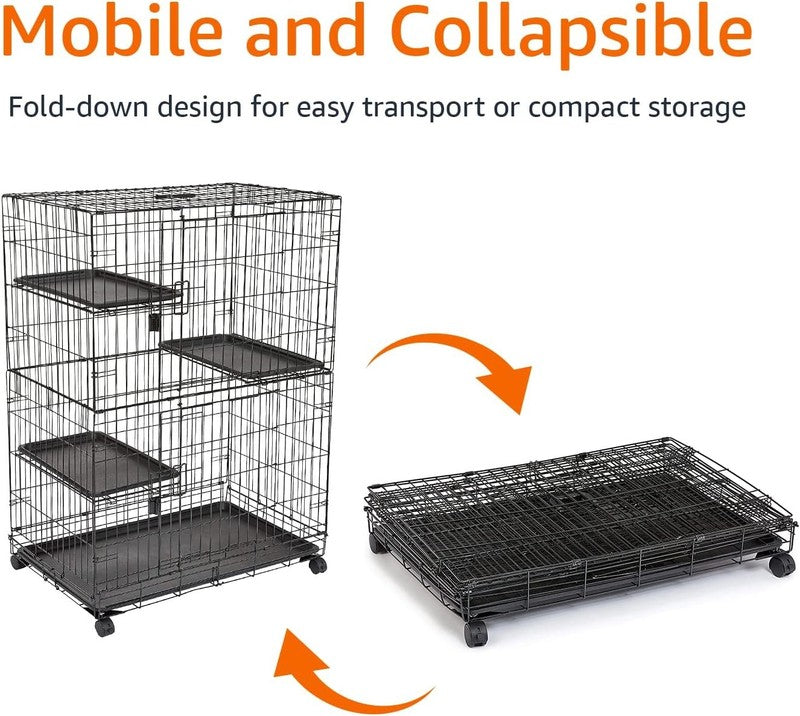 Large 3 Tier Cat Cage Playpen Crate Kennel 35.8x22.4x50.6 Black4