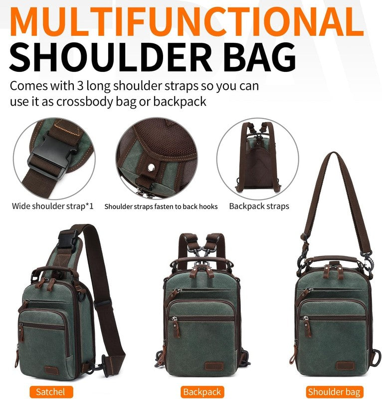 Nerlion Sling Bag Men Waxed Crossbody Chest Bag Water Resistant Shoulder Bag4