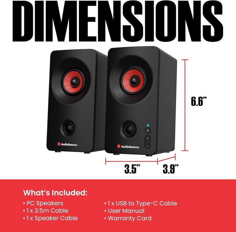 Bluetooth 5.3 PC Speakers USB C 2.0 Stereo AUX Dual Drivers Compact Black8