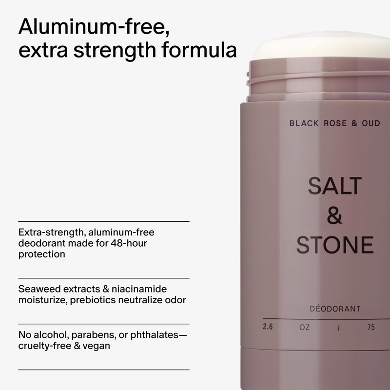 Aluminum Free Deodorant 48H Extra Strength Women Men Black Rose Oud4