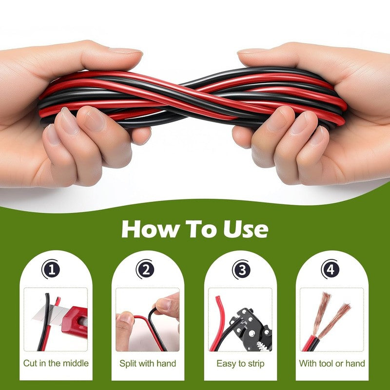 16 Gauge 100FT Red Black Electrical Wire for LED Strips & Home Use2