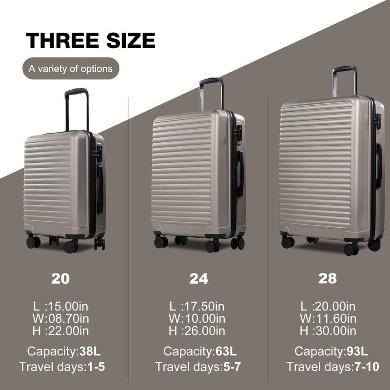 3 Piece Hardside Luggage Set Hardshell Lightweight Suitcase with TSA Lock Spinne6