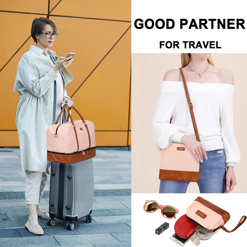 Weekender Bags for Women, 21" Weekender Travel Bag, Travel Duffle Bag with Shoe 2