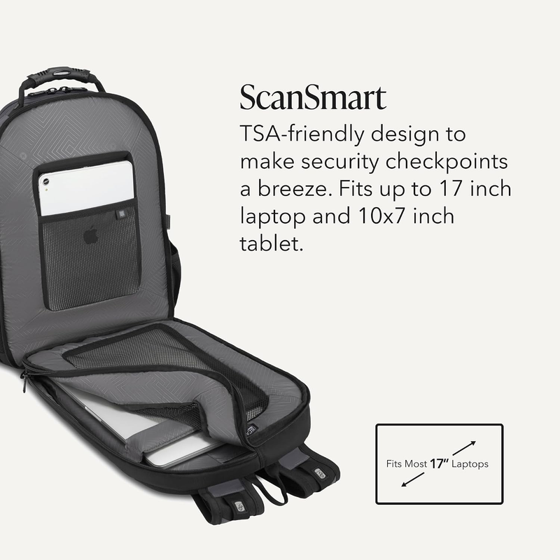 2 Piece Travel Set Carry On Spinner + 17" Laptop Backpack RFID Dark Grey3