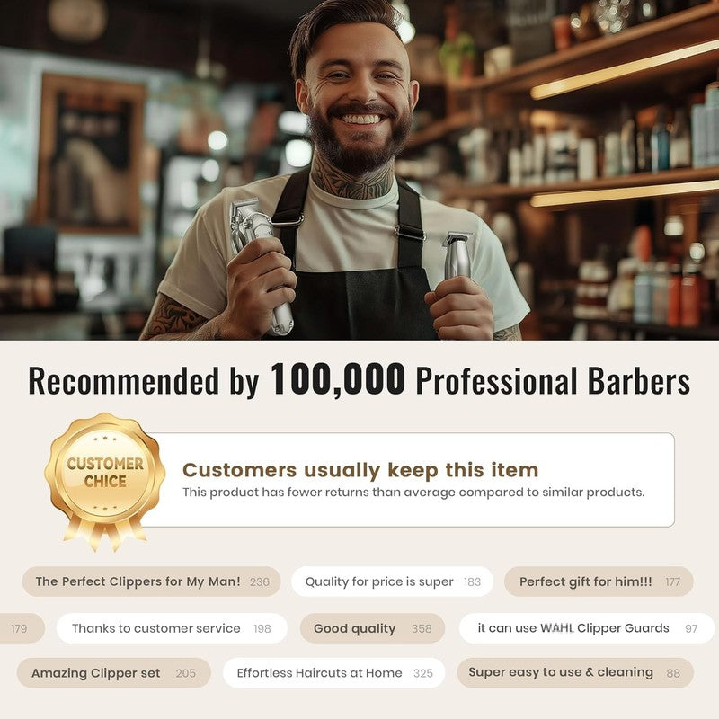 Cordless Hair Clippers & Trimmer Set for Men | Professional Barber Kit4