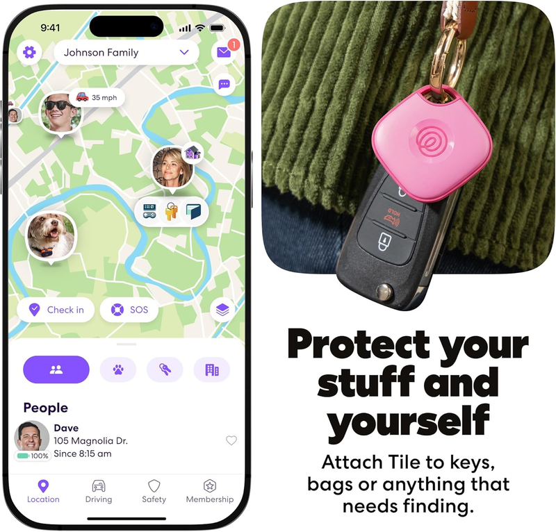 Bluetooth Tracker Tile Mate Key Finder Item Locator iOS Android 4 Pack2