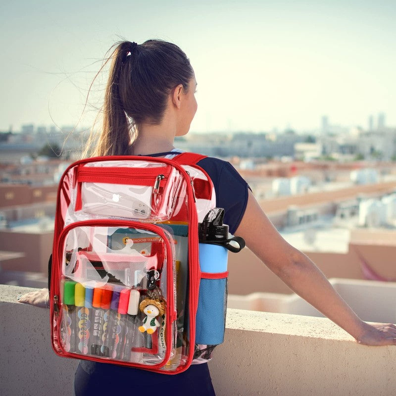 Clear Backpack, Heavy Duty PVC Transparent Backpack Stadium Approved with Reinfo2
