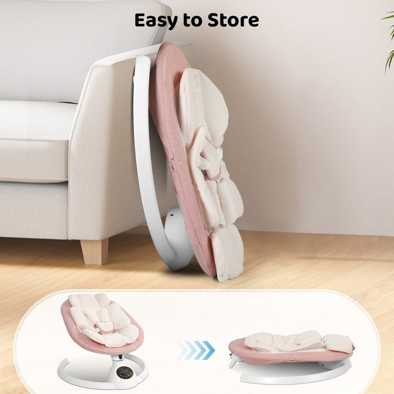 Baby Swing for Infants Bluetooth Control 5 Point 5 Speeds 10 Lullabies Pink7
