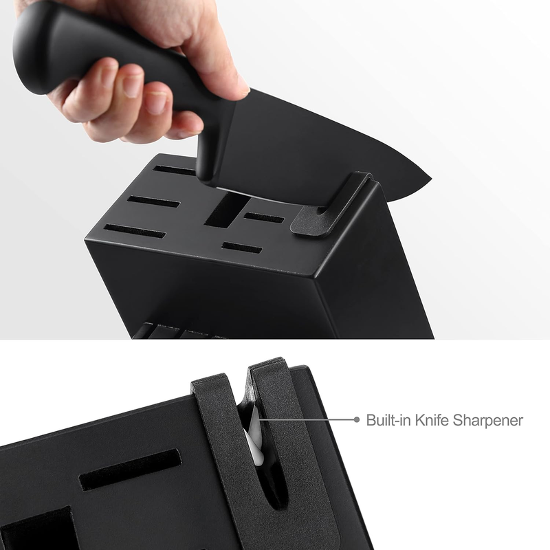   Knife Sets,German Stainless Steel Knife Block Sets with Built In Sharpener, Bl2