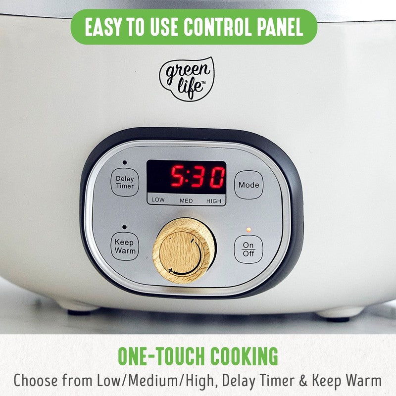 6 Quart Non Stick Family Meal Slow Cooker with Removable Pot, Cream4
