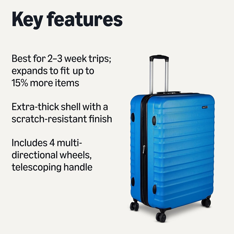 30" Expandable Hardside Checked Luggage Spinner Suitcase Light Blue1