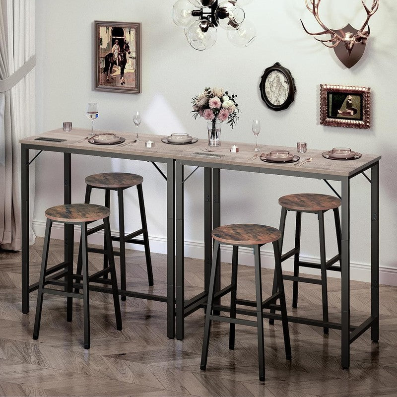 Bar Table with Charging Station High Top Counter Pub Table Greige3