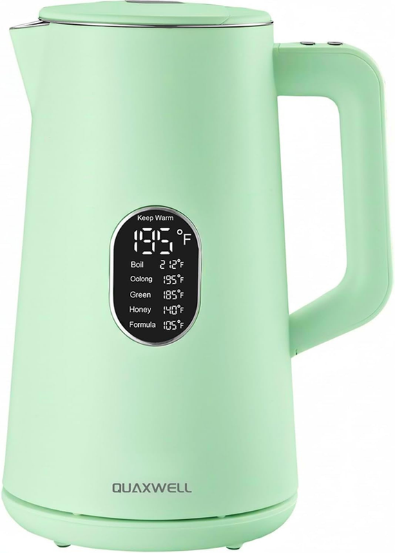 Electric Kettle 1.5L Stainless Steel Double Wall 5 Temp LED Keep Warm Green10