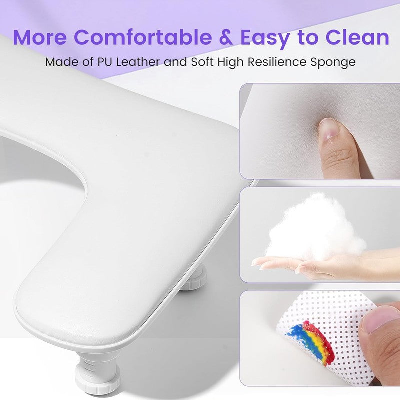 Adjustable U Shaped Nail Arm Rest for Manicure   Microfiber PU Leather (White)5