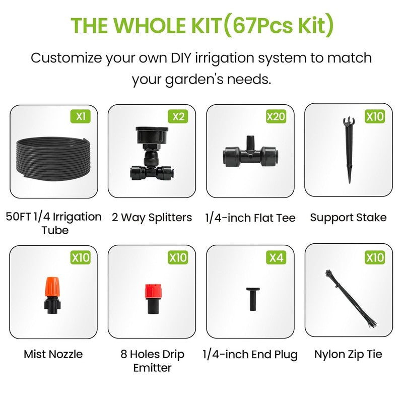 50 FT Drip Irrigation Kit for Garden, Lawn & Greenhouse with Quick Connectors5
