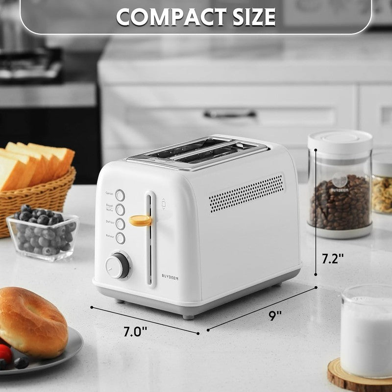 Retro 2 Slice Toaster Extra Wide Slots Stainless Steel 7 Shade Muffin White4