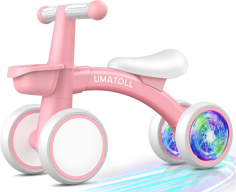 Colorful Lighting Baby Balance Bike Toys for 1 Year Old Girl Gifts, Adjustable S0