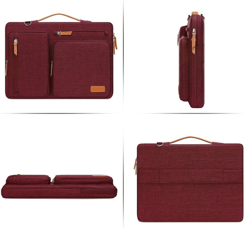 15.6 Inch Laptop Shoulder Bag 360 Protective Messenger 4 Zipper Pockets6