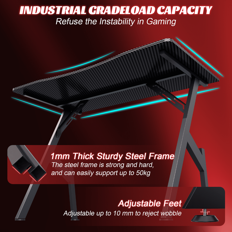 40 Inch Gaming Desk with Carbon Fibre Surface, PC Desk Ergonomic, Gaming Table5