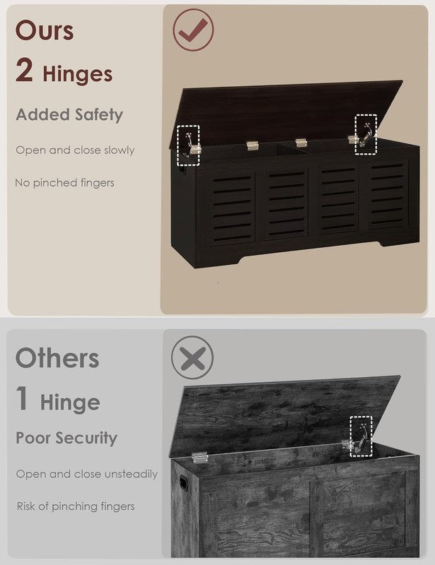 47.3'' Wooden Toy Box Storage Chest Flip Top Entryway Shoe Bench Espresso3