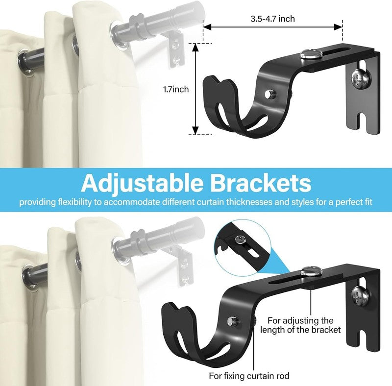 Adjustable 30-60" Black Curtain Rods - Modern Heavy Duty for Any Room6