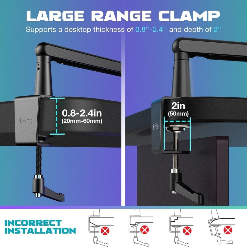 Low Profile Adjustable Boom Arm Mic Stand with Desk Clamp for Podcast Streaming5