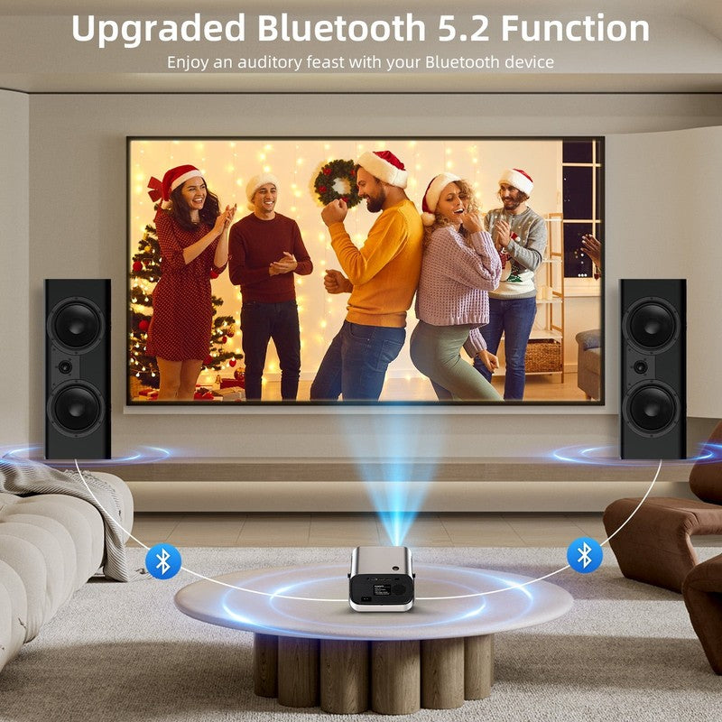 Smart Projector, Native 1080P with 4K Support, Wifi Bluetooth, Auto Focus, Keyst2