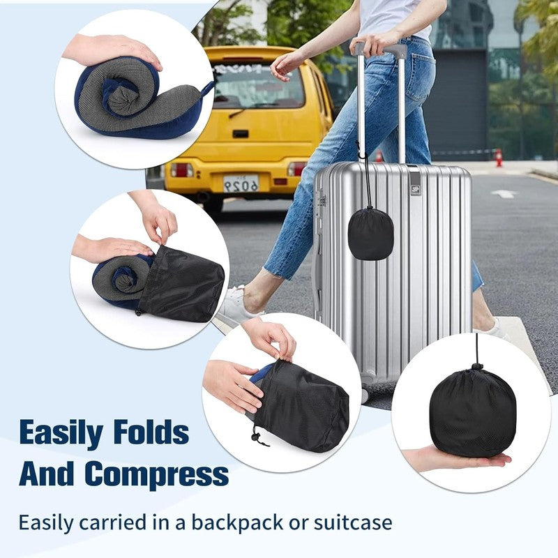Adjustable Memory Foam Travel Neck Pillow Set w/ Eye Mask, Earplugs & Bag7