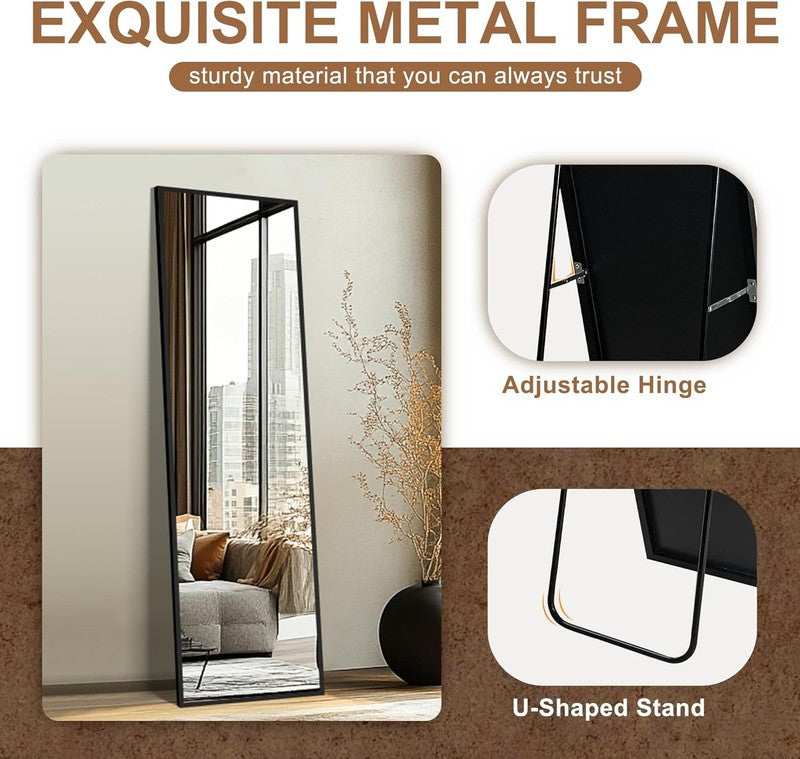 Full Length Standing Mirror with Aluminium Frame   56x15 Black3