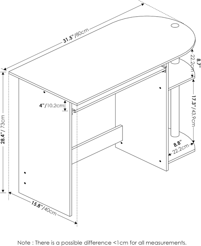 Simplistic Easy Assembly Computer Desk, with Keyboard Tray, Dark Brown/Black2