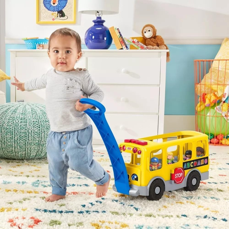 Little People Big Yellow Bus Musical Pull Along Toddler Learning Toy 1+1