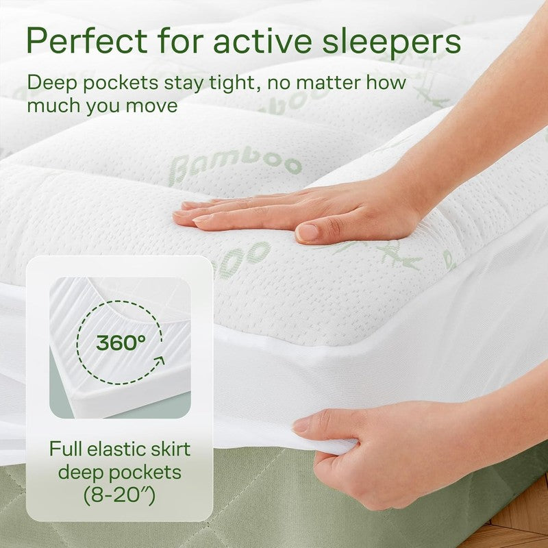 Ultra Soft Queen Size Mattress Topper - Viscose Made from Bamboo Pillow Top Matt4