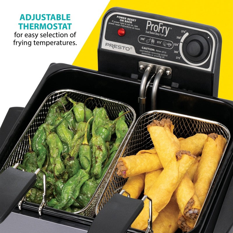 5 Qt Dual Basket Pro Fry Immersion Element Black Deep Fryer 054895