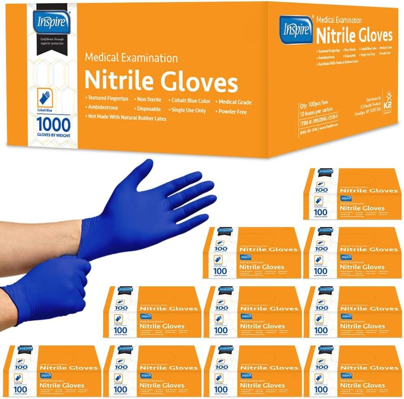 Premium Cobalt Blue Nitrile Exam Gloves | Latex-Free & Disposable 4.5 Mil10