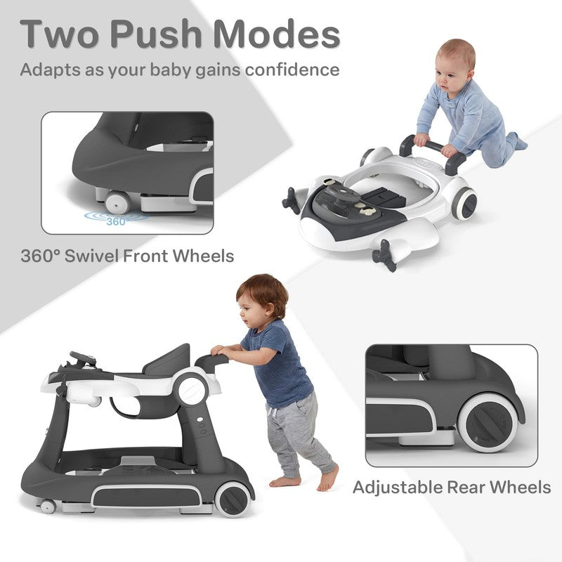 5-In-1 Musical Baby Walker with Wheels, Foldable Baby Walker for Boys Girls, Gre1