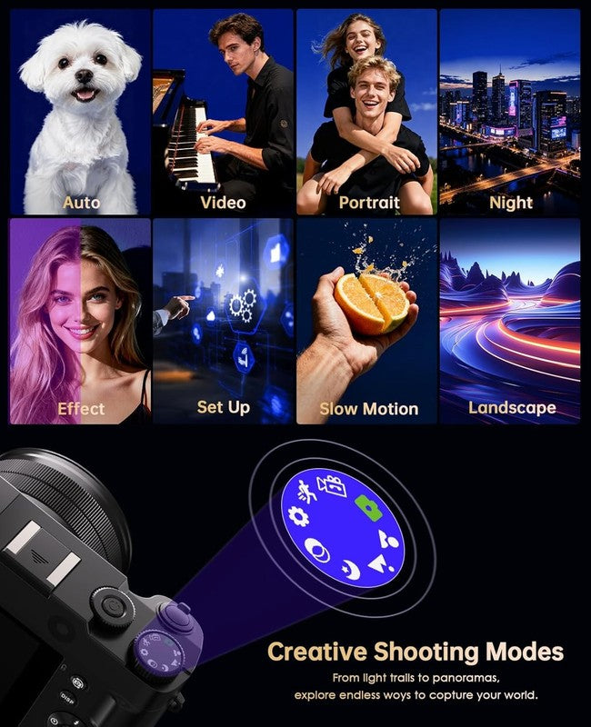 4K Digital Camera 64MP Vlogging Dual-Lens 16X Zoom Anti-Shake w 3" Selfie Screen5