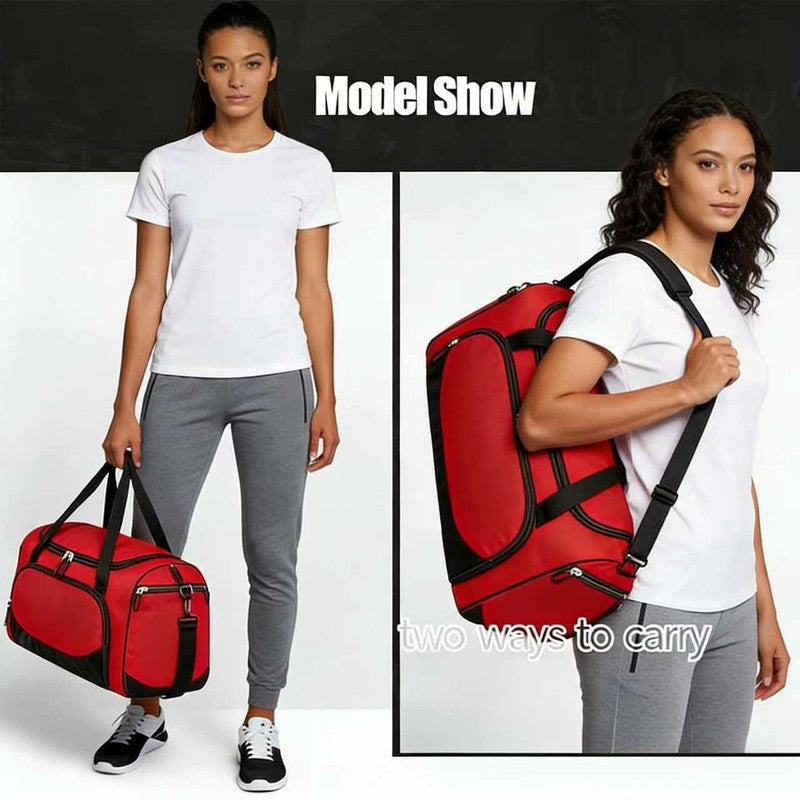 55L Women’s Gym Duffle Bag Large Red Sports Workout Travel Gear Red1