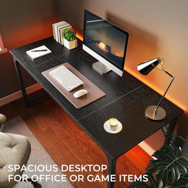 63'' Modern Office Desk Gaming Writing Desk w/ Storage Metal Frame Black5
