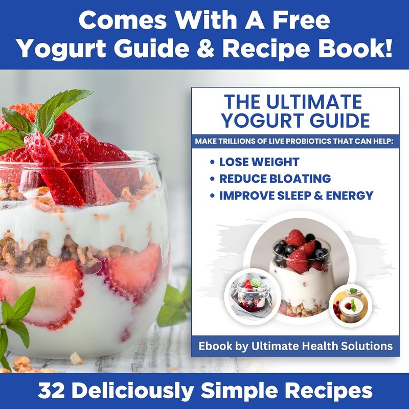 Probiotic Yogurt Maker w/ Temp & Time Control, 2 Qt, Greek Style, Warranty3