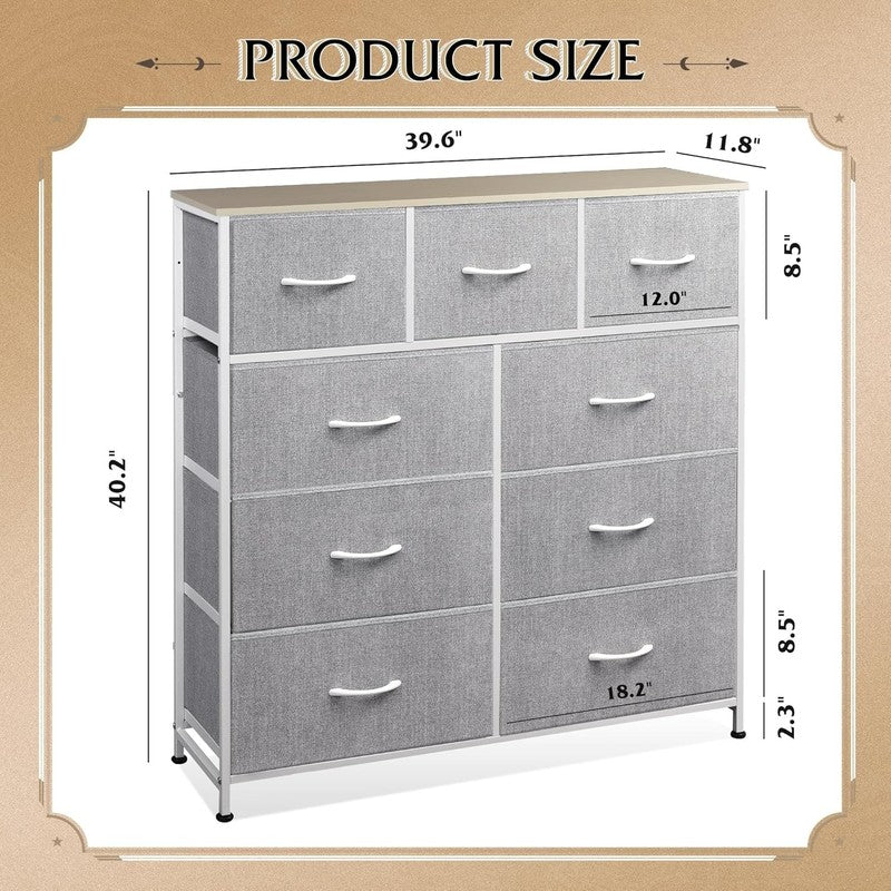 9 Drawer Dresser, Fabric Storage Tower for Bedroom, Hallway, Entryway, Closet, T2