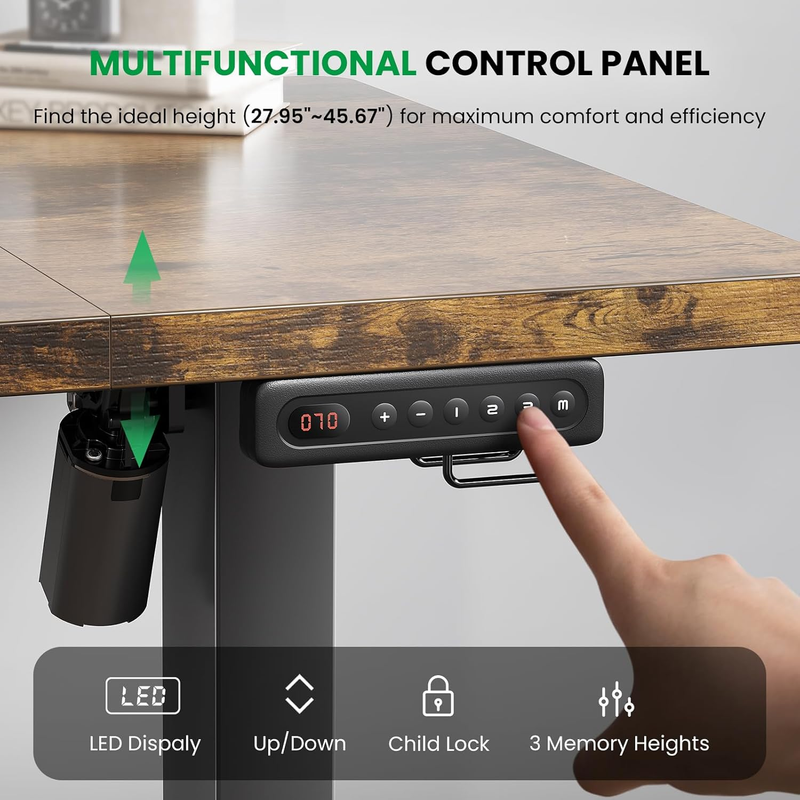 Electric Standing Desk 48x24 Sit Stand Adjustable Desk w/ Cable Management7