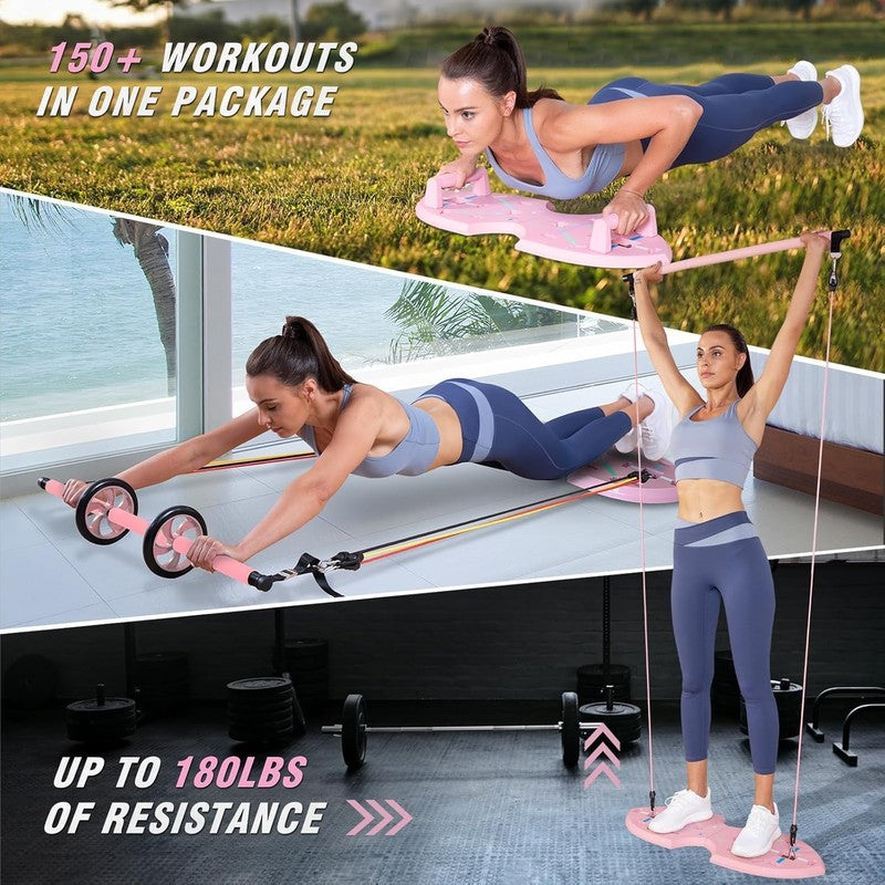 36-in-1 Push Up Board Home Gym w/ Ab Roller Bands Foldable Full Body Training5