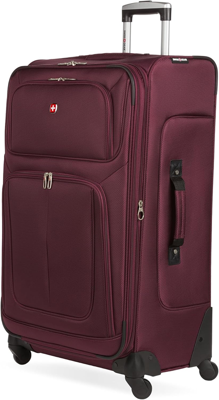 Large Softside Expandable Spinner Luggage Lightweight Travel Suitcase Merlot0