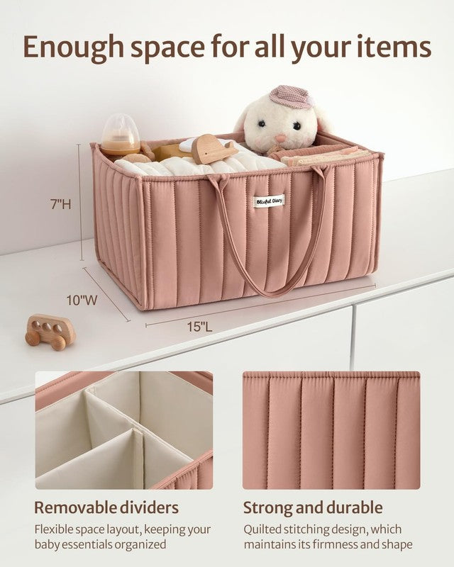 Baby Diaper Caddy Organizer Storage Basket Newborn Essentials Pink2