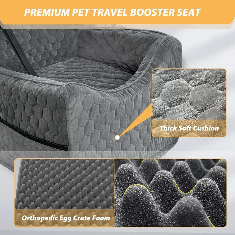 Dog Car Seat Small/Medium Dogs up to 35lbs Memory Foam Washable Cover Gray4