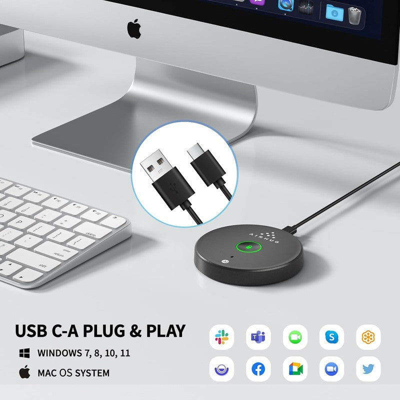 USB Desktop Microphone w/ Mute Button LED, AI Noise Reduction, Plug & Play Mic4